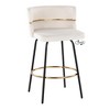 26" Glam/Art Deco Fixed-Height Counter Stool with Swivel in Metal and Velvet with Round Footrest, Set of 2 - 2 of 4