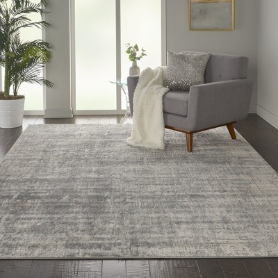 Ivory and Silver Abstract Rectangular Area Rug 7'10" x 10'6"