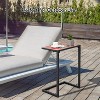 C-shaped Waterproof Outdoor Side End Table with Ceramic Top - 2 of 4