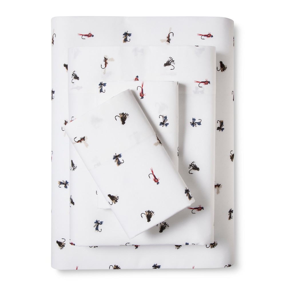 Photos - Bed Linen Eddie Bauer Full Printed Pattern Percale Cotton Sheet Set Fishing Flies  