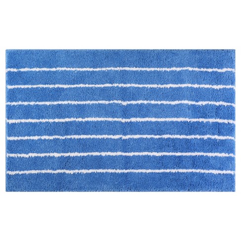 Unique Bargains Striped Pattern Soft Absorbent Non-slip Bath Mat Blue ...