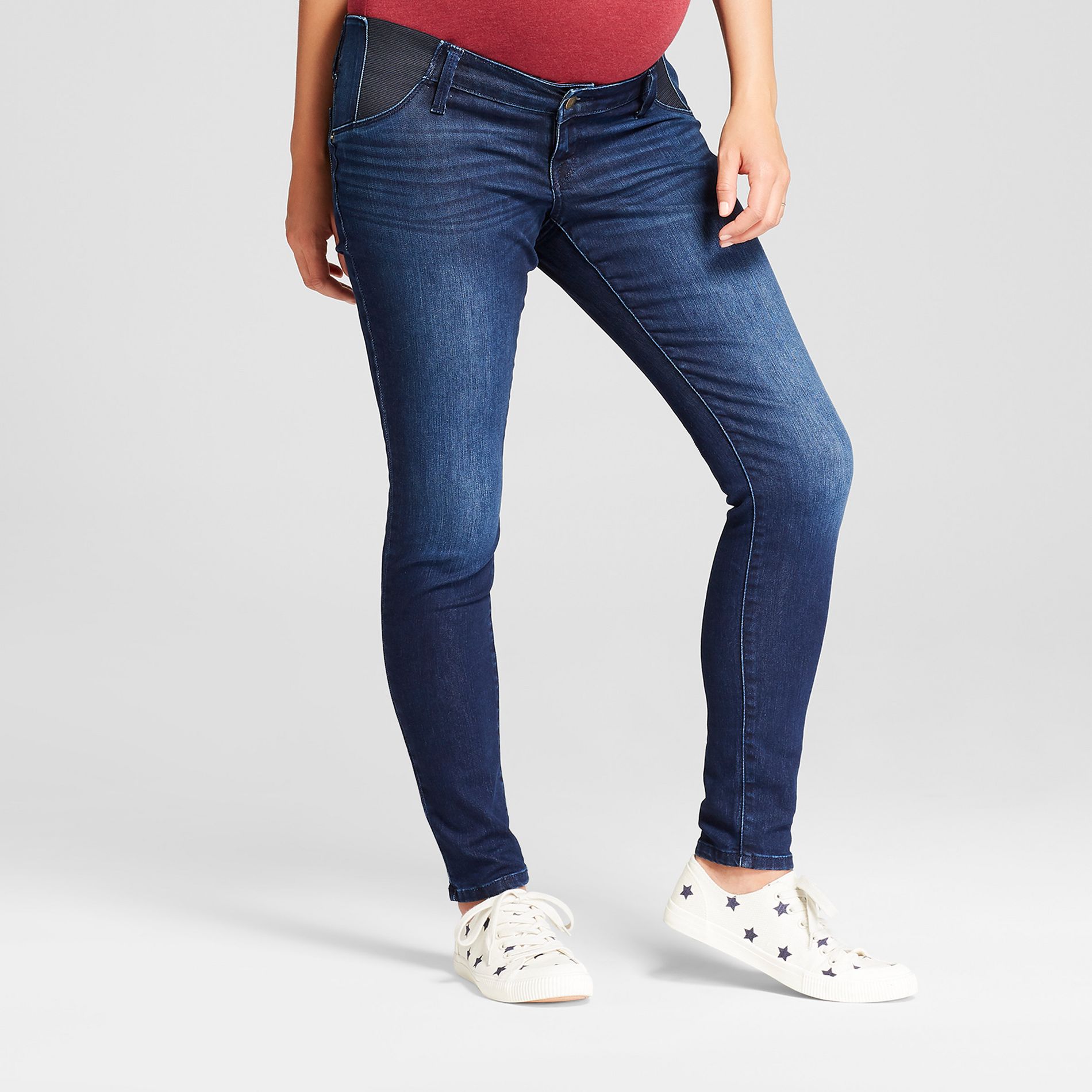 Under Belly Skinny Maternity Jeans - Isabel Maternity by Ingrid & Isabel™ Dark Wash 12: Relaxed Fit, Power Stretch Denim, High Rise
