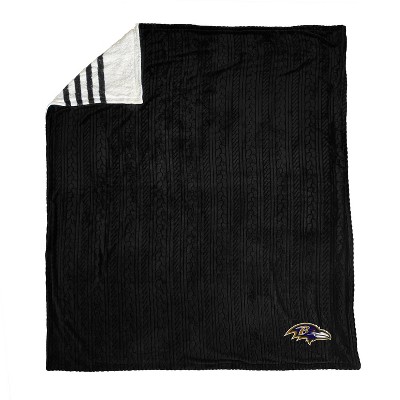 NFL Baltimore Ravens Embossed Logo Sherpa Stripe Blanket