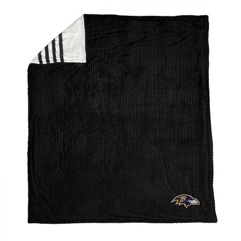 NFL Baltimore Ravens Legacy Script Sherpa Flannel Fleece Blanket