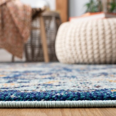 Madison Dark Blue and Ivory Synthetic Runner Rug