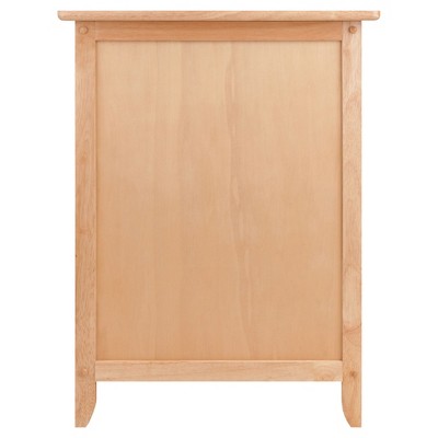 Transitional Beechwood Rectangular Nightstand with Drawer and Cabinet