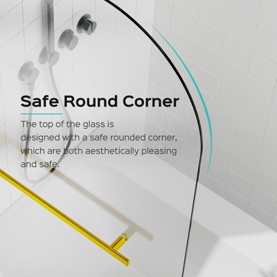 Brushed Gold Frameless Pivoting Tub Shower Door with Tempered Glass