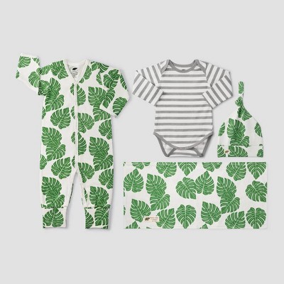 Layette by Monica + Andy Baby Under the Palms and Striped Layette Set - Green Newborn