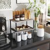 Cabinet Organizer Shelf, Set of 2 Kitchen Counter Shelves, Kitchen Storage, Spice Rack, Stackable, Expandable, Metal and Engineered Wood - 2 of 4