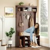 Okak 70.9IN Tall Storage Cabinet with Bench and Shelves, Freestanding Entryway Cabinet with 7 Coat Racks, Entryway Shoe Storage - 2 of 4