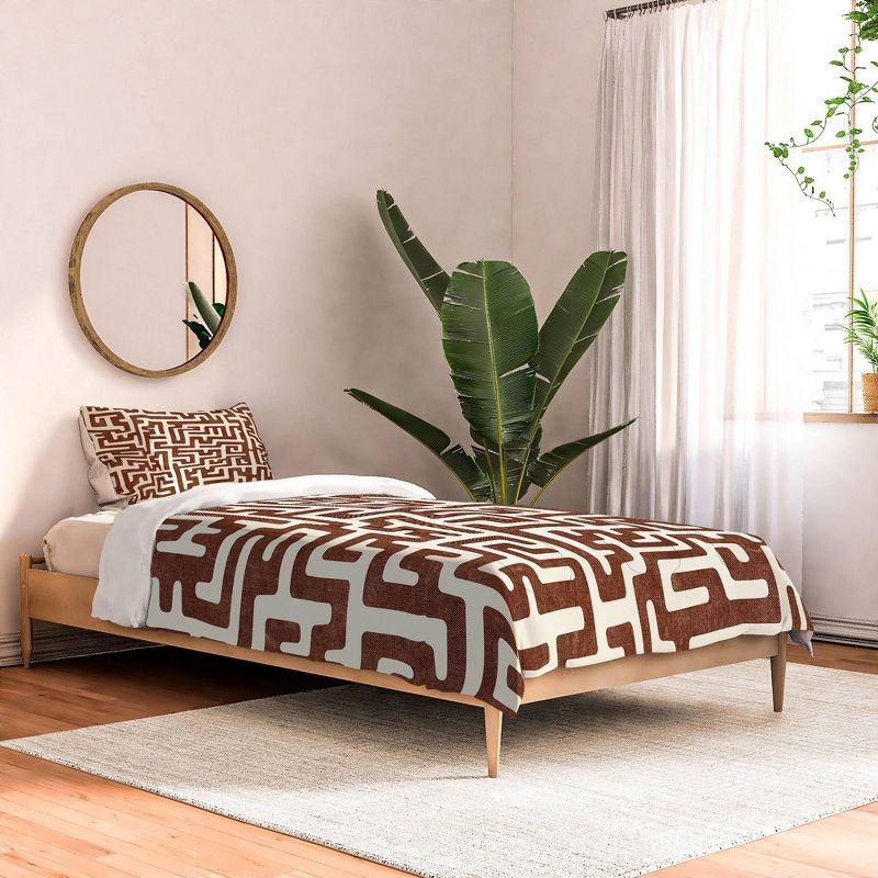  Maze In Brandywine Polyester Comforter & Sham Set Orange/Beige - Deny Designs, 6 of 7
