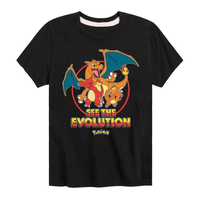 Boys' Pokemon Charmander See the Evolution Short Sleeve Graphic T-Shirt - Black, 1 of 2