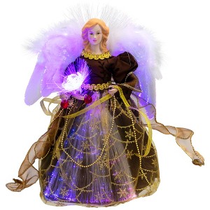 Northlight Color Changing Fiber Optic Christmas Angel Tree Topper - 12" - Brown - 1 of 4