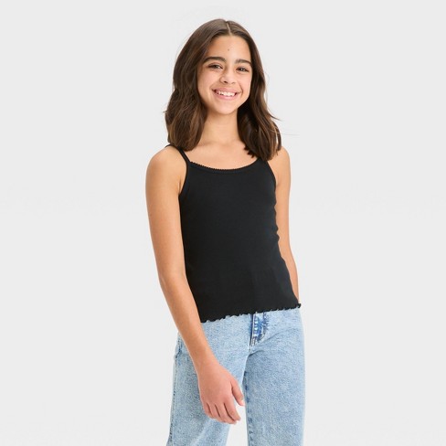 Girls' Ribbed Cami Tank Top - art class™ Black XL