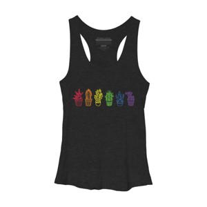 Adult Design By Humans Cactus Lover Succulent Rainbow Pride Garden By Avocato Racerback Tank Top - 1 of 2