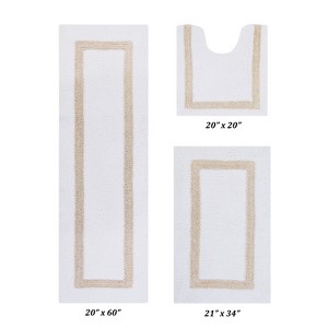 Hotel 3 PC Bath Rug 100% Premium Cotton Tufted Weave Two Tone Reversible Bathroom Rug, Super Soft Absorbent, Machine Washable Bath Mat - 1 of 4