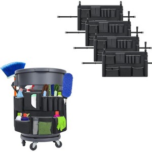 Trash Can Caddy Bag with 13 Pockets, Fits 32-55 Gallon Garbage Bins for Commercial Cleaning Supplies - 1 of 4