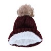 CTM Women's Metallic Shimmer Winter Knit Lined Beanie with Pom - 2 of 4