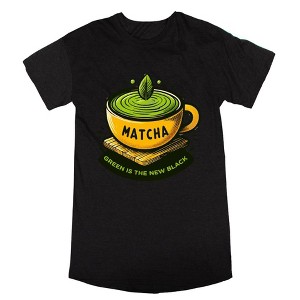 Matcha Teacup Green Is The New Women's Black Night Shirt - 1 of 2
