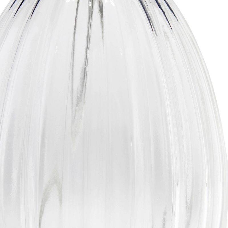 17.63&#34; Contemporary Fluted Glass Bedside Table Lamp with Fabric Shade Clear/Gray - Lalia Home, 5 of 9