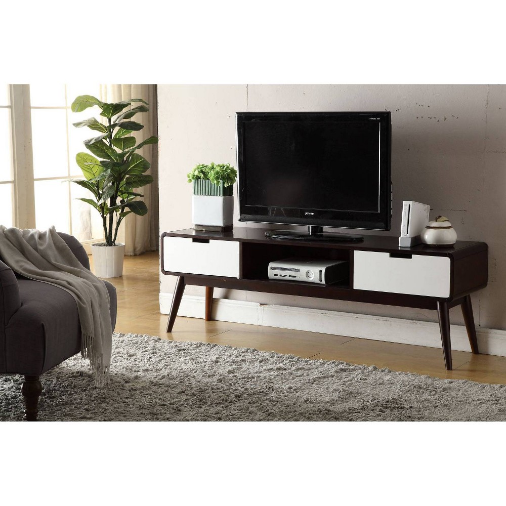 Christa TV Stand for TVs up to 59 Espresso/White Finish - Acme Furniture