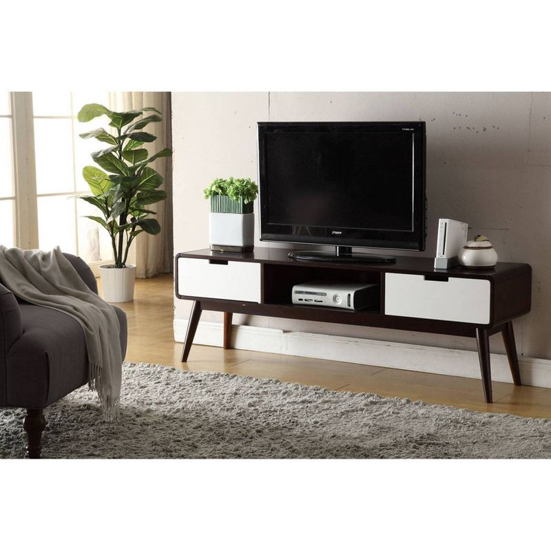 Christa TV Stand for TVs up to 59&#34; Espresso/White Finish - Acme Furniture, 1 of 8