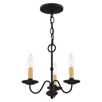 Elegant Black Mini Chandelier with Faux Candle Lights