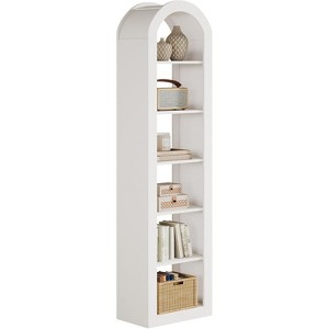 Lantine 74.8" Tall Arched Bookshelf, 6-Tier Narrow Open Bookcase, Floor Standing Corner Display Shelves for Small Space, Living Room - 1 of 4