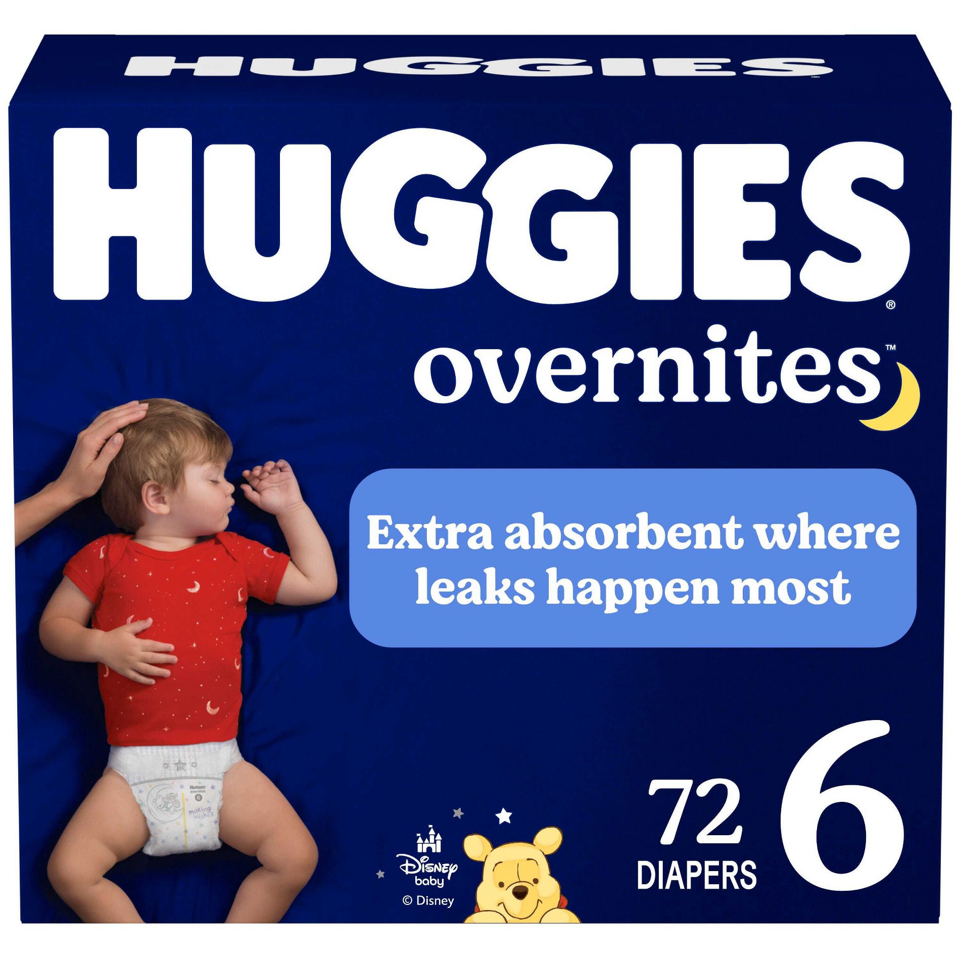 Huggies Overnites Nighttime Baby Diapers  -  Size 6 - 72ct