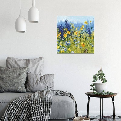 12" x 12" Yellow and Blue Floral Canvas Print