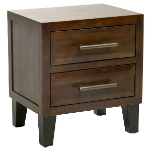 Luna Acacia Wood Two Drawer End Table - Brown Mahogany - Christopher Knight Home