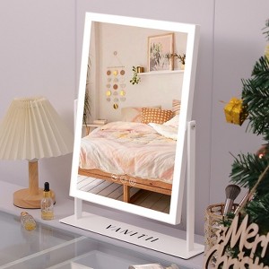 VANITII 12''X 16'' Vanity Makeup Mirror with  Lights LED Strip Adjustable Brightsness Tabletop Metal White - 1 of 4