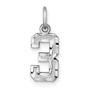Black Bow Jewelry 14k White Gold, Varsity Collection, Small D/C Pendant, Number 3 - 1 of 4