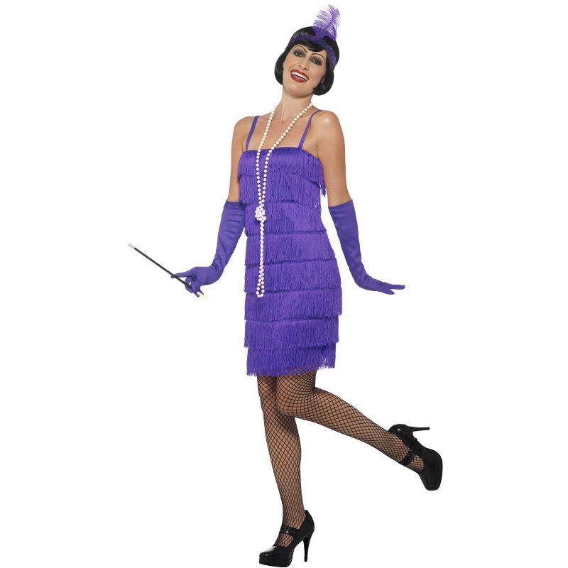 Smiffy Short Flapper Dress Women's Costume (Purple), 1 of 3