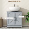 Racxily Pedestal Sink Storage Cabinet, 2 Barn Door Bathroom Vanity with Adjustable Shelf - 3 of 4