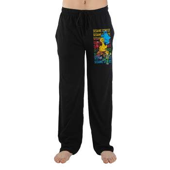 Run Run Sesame Street Men's Black Graphic Sleep Pajama Pants