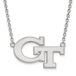 Black Bow Jewelry 14k White Gold Georgia Tech Yellow Jackets NCAA Necklace 18 Inch - 1 of 4