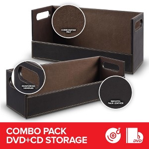 Stock Your Home CD Storage Organizer Box- Faux Leather (Black) - 1 of 4