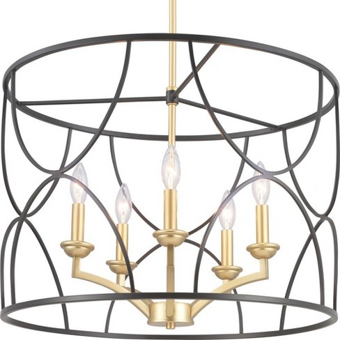 Progress Lighting Landree 5-light Chandelier, Black Steel, Brushed Brass  Inner Cluster, Modern Luxury Style : Target