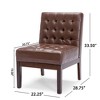 Faux Leather Contemporary Accent Chair with Tufted Waffle Stitch - 3 of 4