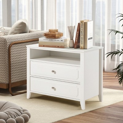 EROMMY 29.9" W Wood Nightstand With Two Drawers