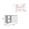 NicBex 2 Open Shelves Kitchen Island Cart with 2 Cabinets,Kitchen Island with Storage,Modern Kitchen Table,Island Table for Kitchen,White+Light Oak - 3 of 4