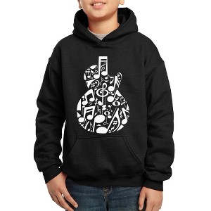 LA Pop Art Music Notes Guitar - Boy's Word Art Hooded Sweatshirt - 1 of 4
