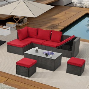 ELJGET 7PCS Patio Furniture Set with Adjustable Lounger Sofa Outdoor Sectional Sofa - 1 of 4