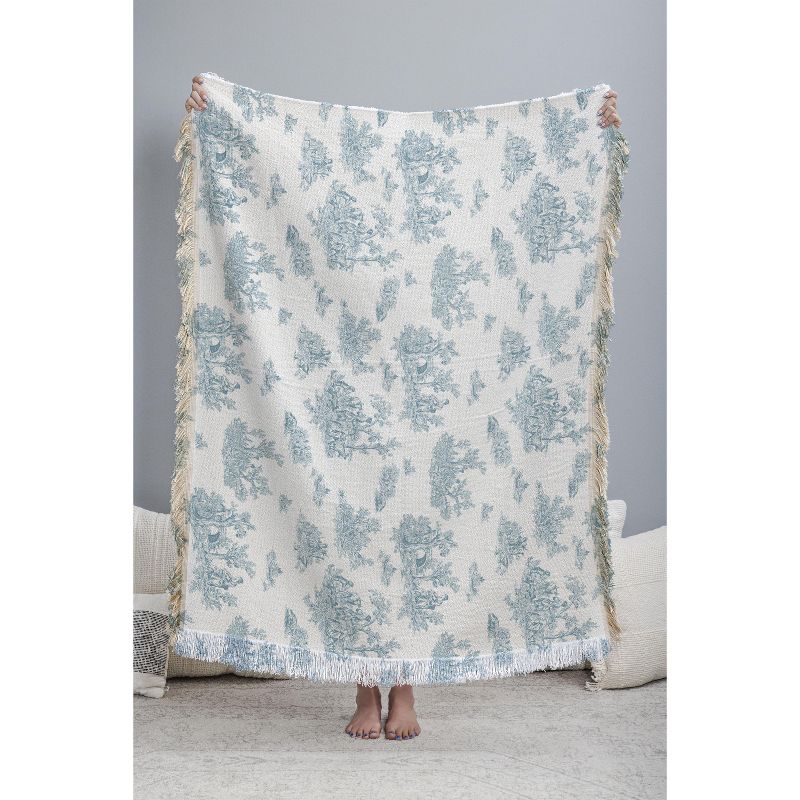 Evanjelina & Co Toile De Jouy Duck Egg Blue Woven Throw Blanket - Deny Designs, 3 of 8