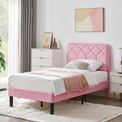 VECELO Bed Frame Premium Upholstered Platform with Height Adjustable ...