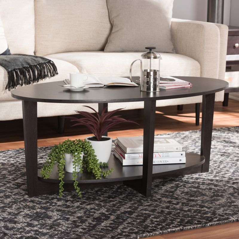 Jacintha Modern and Contemporary Finished Coffee Table Dark Brown - Baxton Studio, 6 of 8