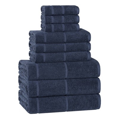 Smart Twist Viscose Cotton Blend Medium Weight Solid Thick Border Towel Set by Blue Nile Mills