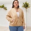 Anna-Kaci Women's Plus Size Sequin Zip-Up Bomber Jacket with Pockets - 3 of 4