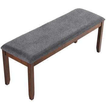 Tangkula Set of 2 Bench Seat Upholstered Dining Bench with Wood Legs for Bedroom/Living Room/Entryway